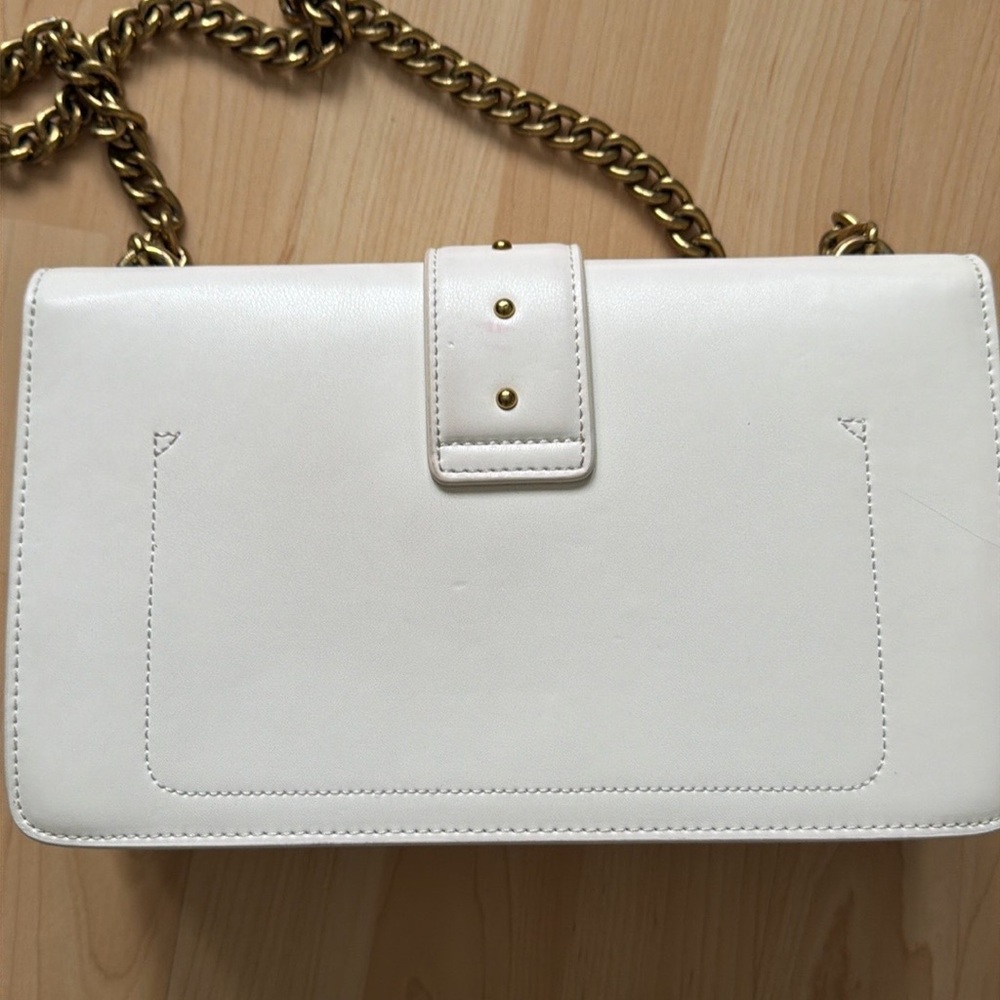 Pinko white leather crossbody shoulder bag purse - Picture 12 of 15